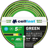 CELLFAST Trädgårdsslang 5-lagers vattenslang Dubbelflätad gränsöverskridande bevattningsslang UV-beständig Anti-Alger Flexibel 30 Bar 3,4 Inches 50 Meter Grön