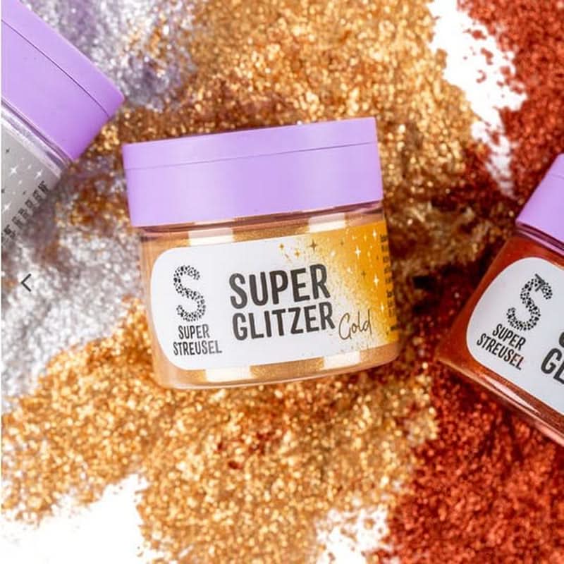 Super Streusel, Super Glitter Powder Gold, glitterpulver, guld, 10 gram Glitter Naty Shop