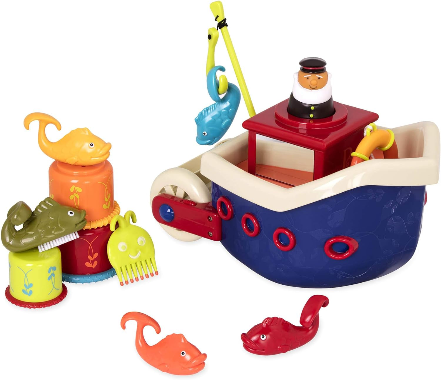 B. leksaker 13 delar badkarsleksak för barn med båt, staplingsglas, fisk, fiskeleksak för barn badkar från 1 år Leksaker Bebe Naty Shop Standardtitel