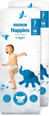 Amazon Ultra Dry blöjor, storlek 3 (4-9 kg) - månadslåda, vit, antal 172 (2 förpackningar om 86) (tidigare Mama Bear, identisk produkt)