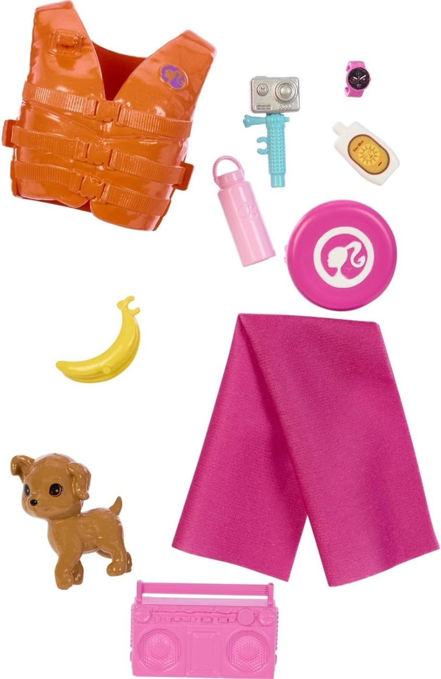 Barbie Surfer Doll med surfbräda och handtag, handduk och radio för strandäventyr och berättelser, klämmor och ankelrem för realistisk surfing, från 3 år och uppåt, HPL69 Naty Shop Dolls