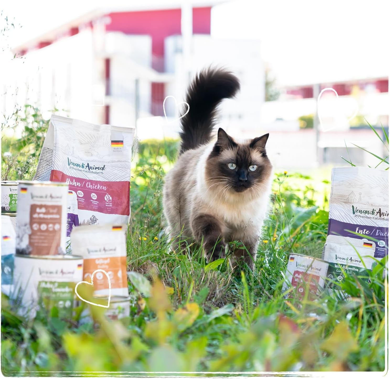 Venandi Animal Premium Nassfutter für Katzen, Probierpaket II, Kyckling + Kanin, Kalb, Turkiet, 6 x 400 g, getreidefrei und naturbelassen, 2,4 kg