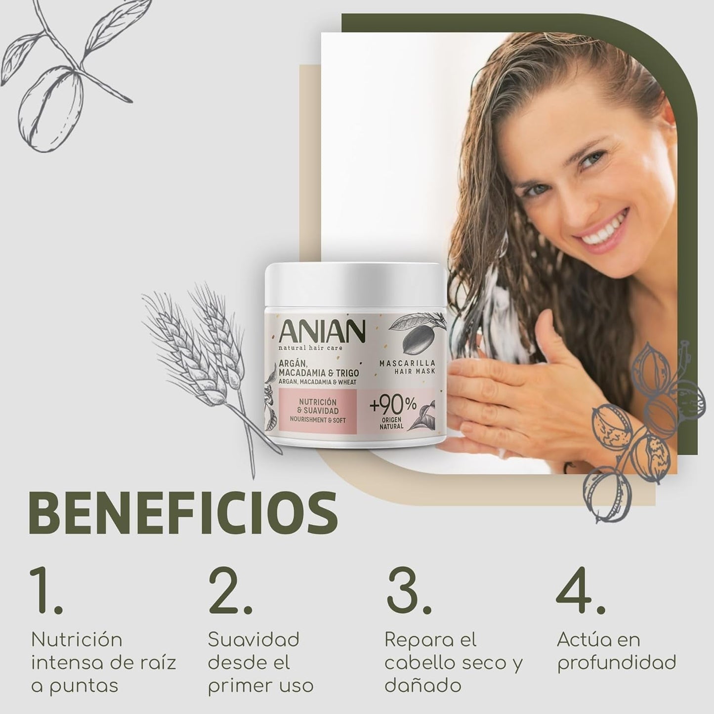 ARGÁN nutrition y suavidad mascarilla 350 ml Hårmask Naty Shop