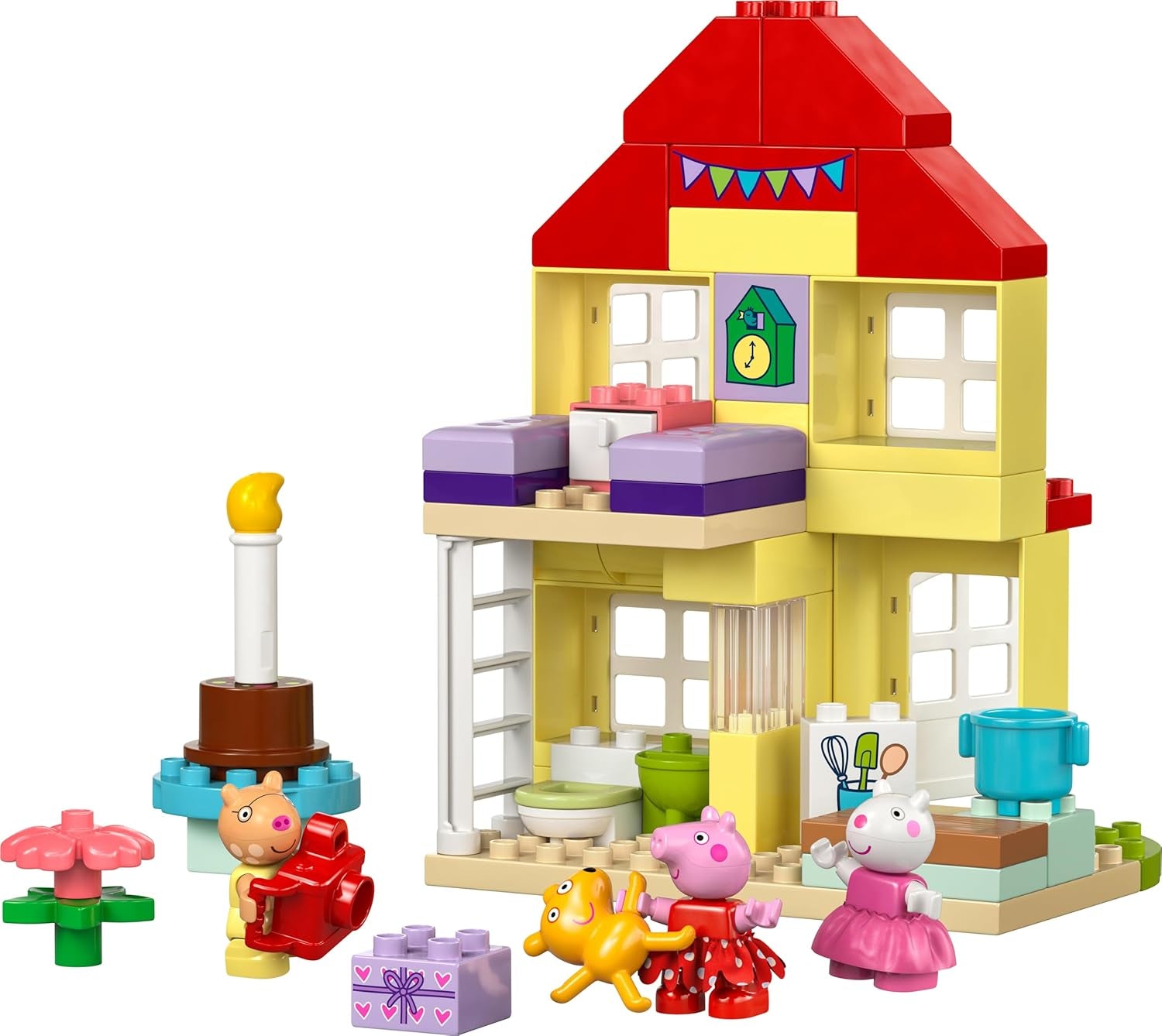 LEGO DUPLO Peppas födelsedagshus: Kreativ 3-siffrig leksak, bygg och bygg om leksakshus för 2-åringar, pojkar och flickor, främjar fingerfärdighet 10433 Byggset Besuche den LEGO-Store