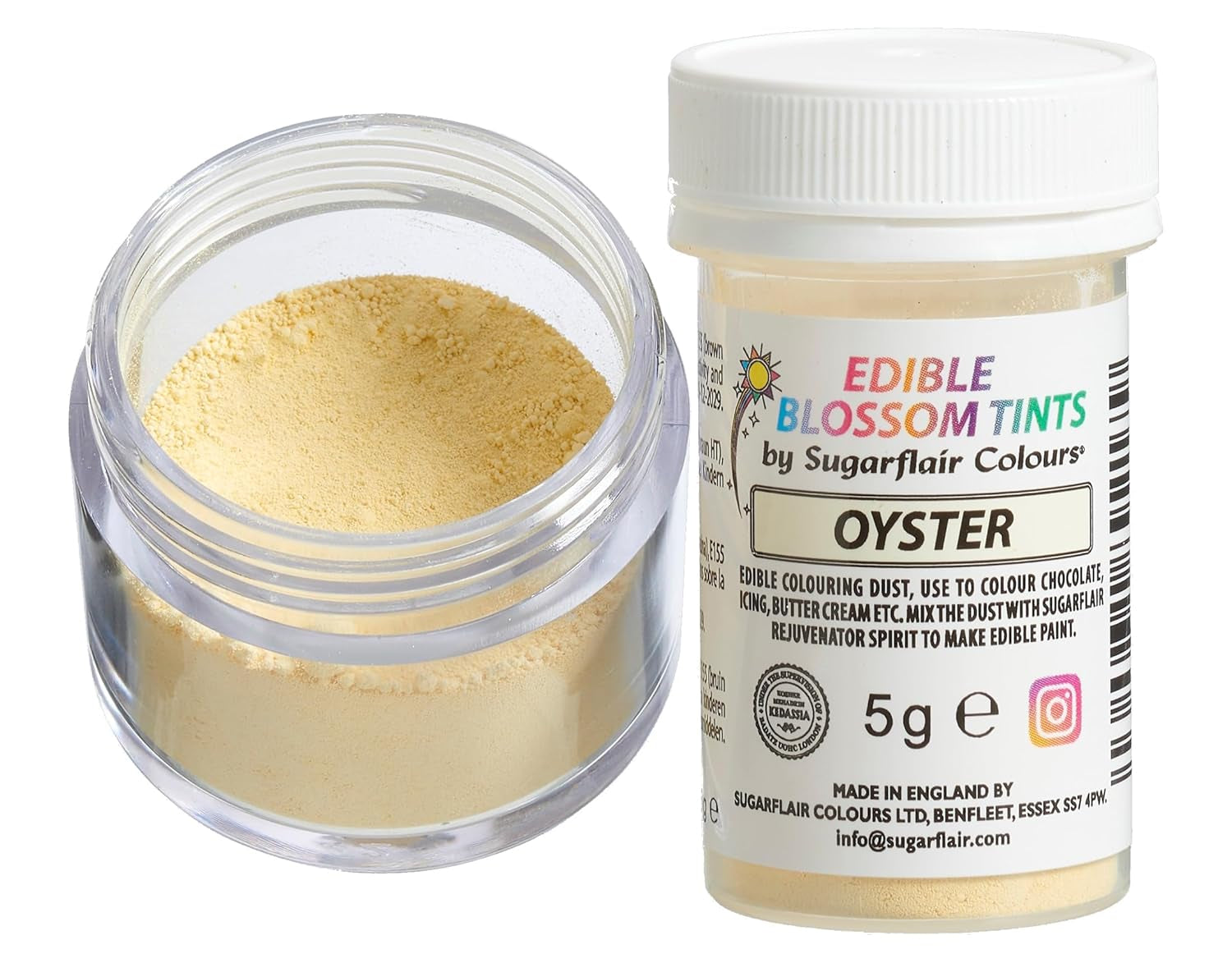 Sugarflair Blossom Tint Dust Oyster matfärgningspulver - matfärgningspulver för tårtdekorering, sockerpasta, fondant, glasyr, choklad, smörkräm, macarons och mer - 5G