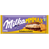 Milka Mmax choklad och kex – alpin mjölkchoklad med mjölkgräddefyllning och krispiga kexbitar – 300g