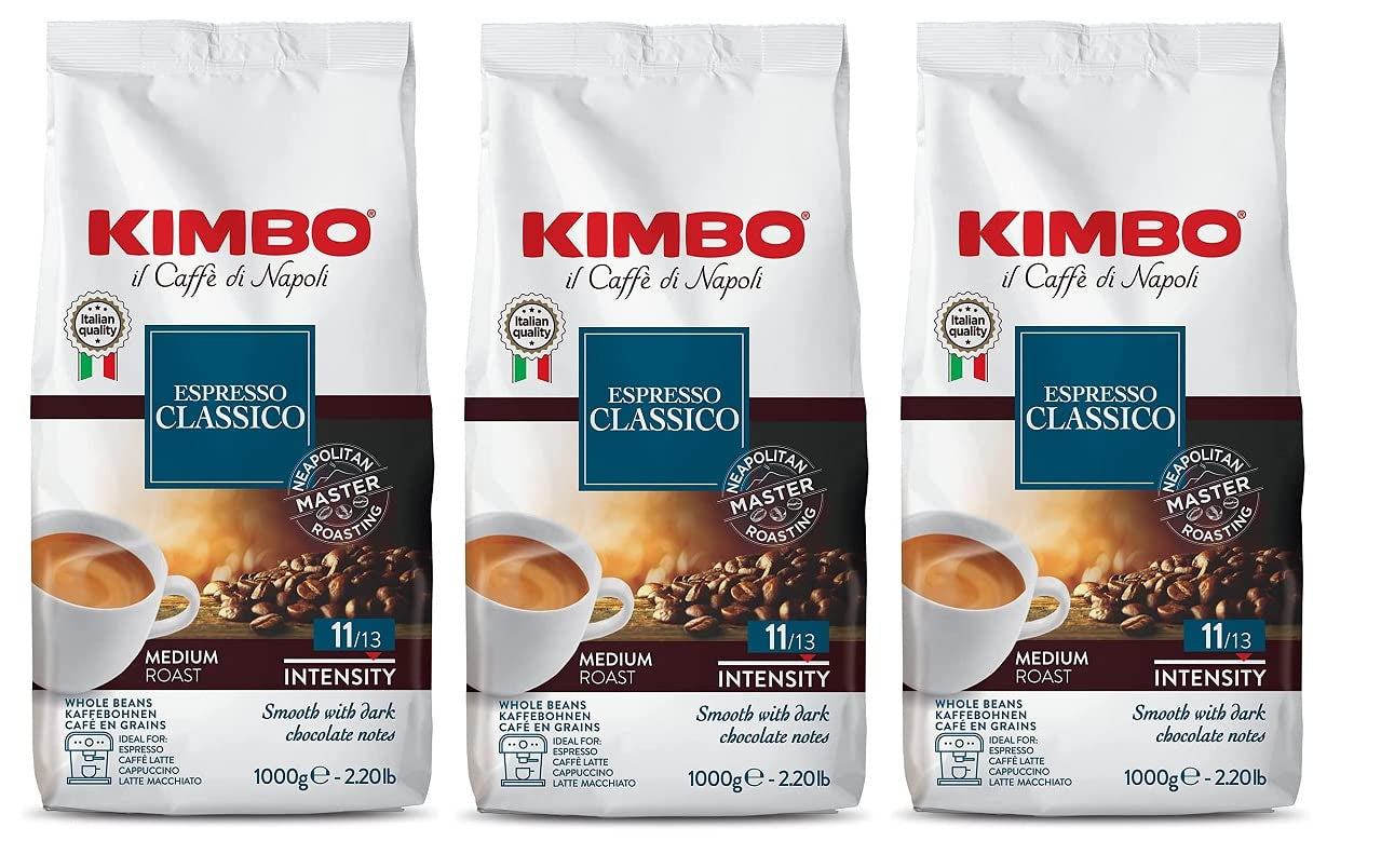 3x Espresso Classico kaffebönor, medelrostade, hela kaffebönor, medelrostade, 1 kg påse, Neapelkaffe