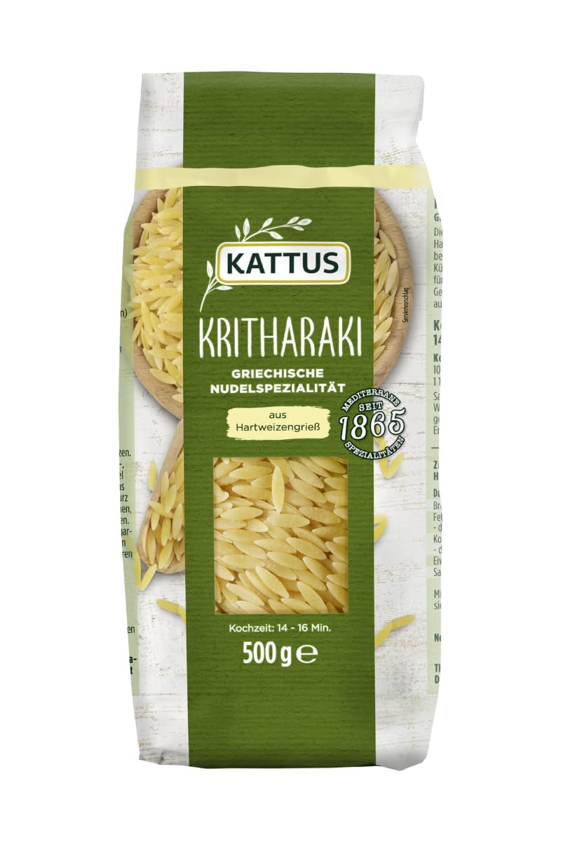 - Kritharaki Nudeln (Reisnudeln/Risoni/Orzo) | Griechische Nudelspezialität aus Hartweizengrieß | 500 g i påse