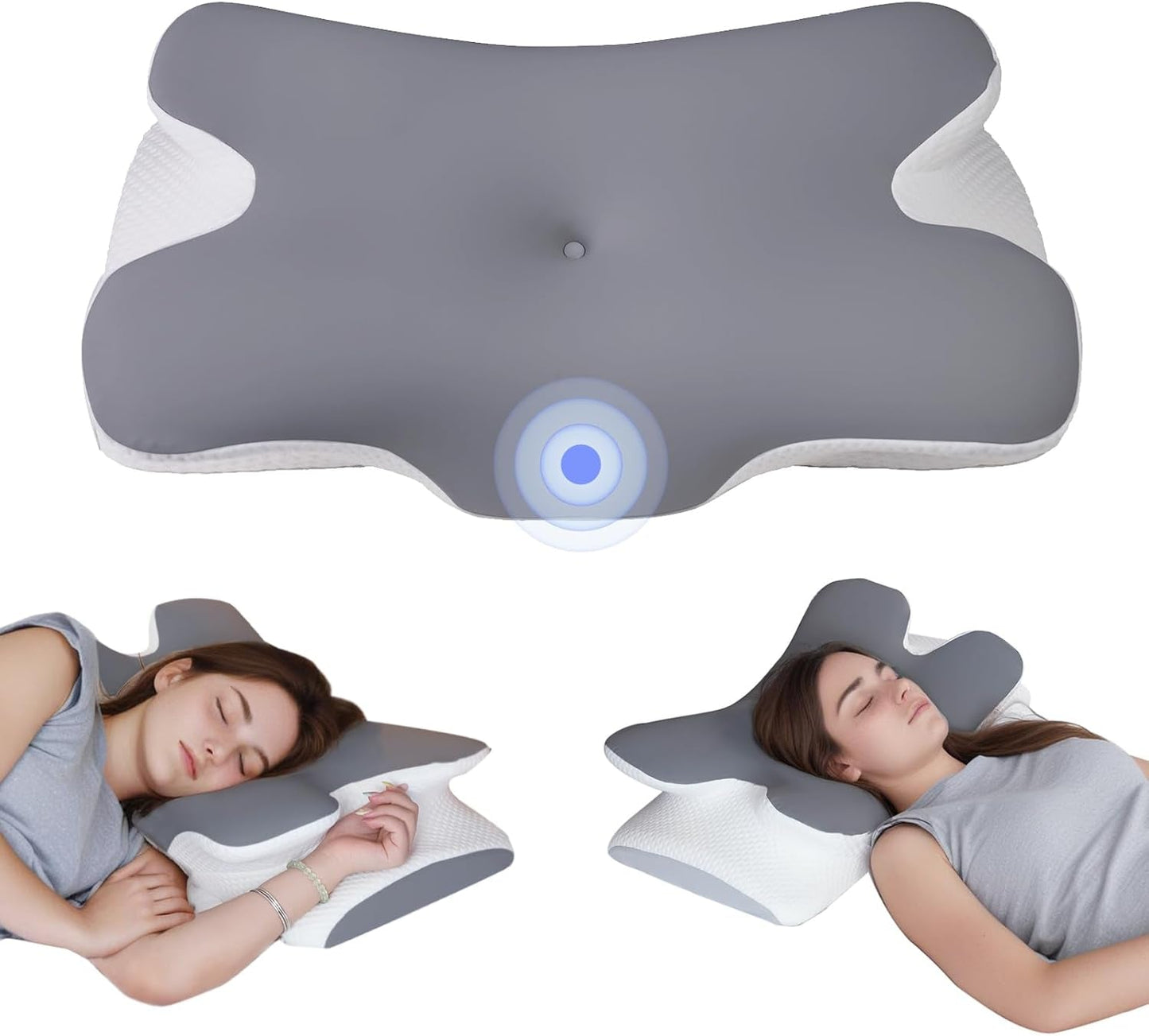 Memory Foam Kudde Nackkudde Ortopedisk kudde - Ergonomisk design Ihålig form för sido-, rygg- och magsliprar Grå cervikala ortopediska kuddar Naty Shop Standardtitel