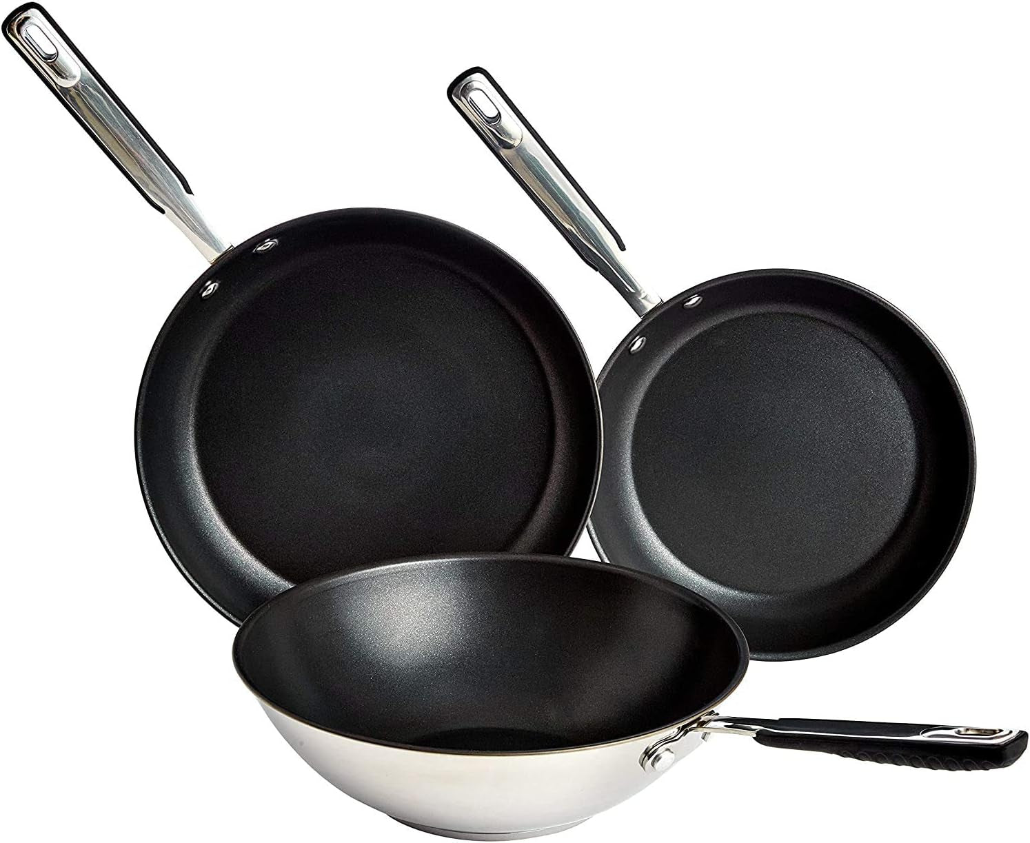 Pannan i rostfritt stål med non-stick beläggning - lämplig för induktion, med bekvämt handtag - 28 Cm grytor och kastruller Naty Shop 24/28/28 Cm Pan Set