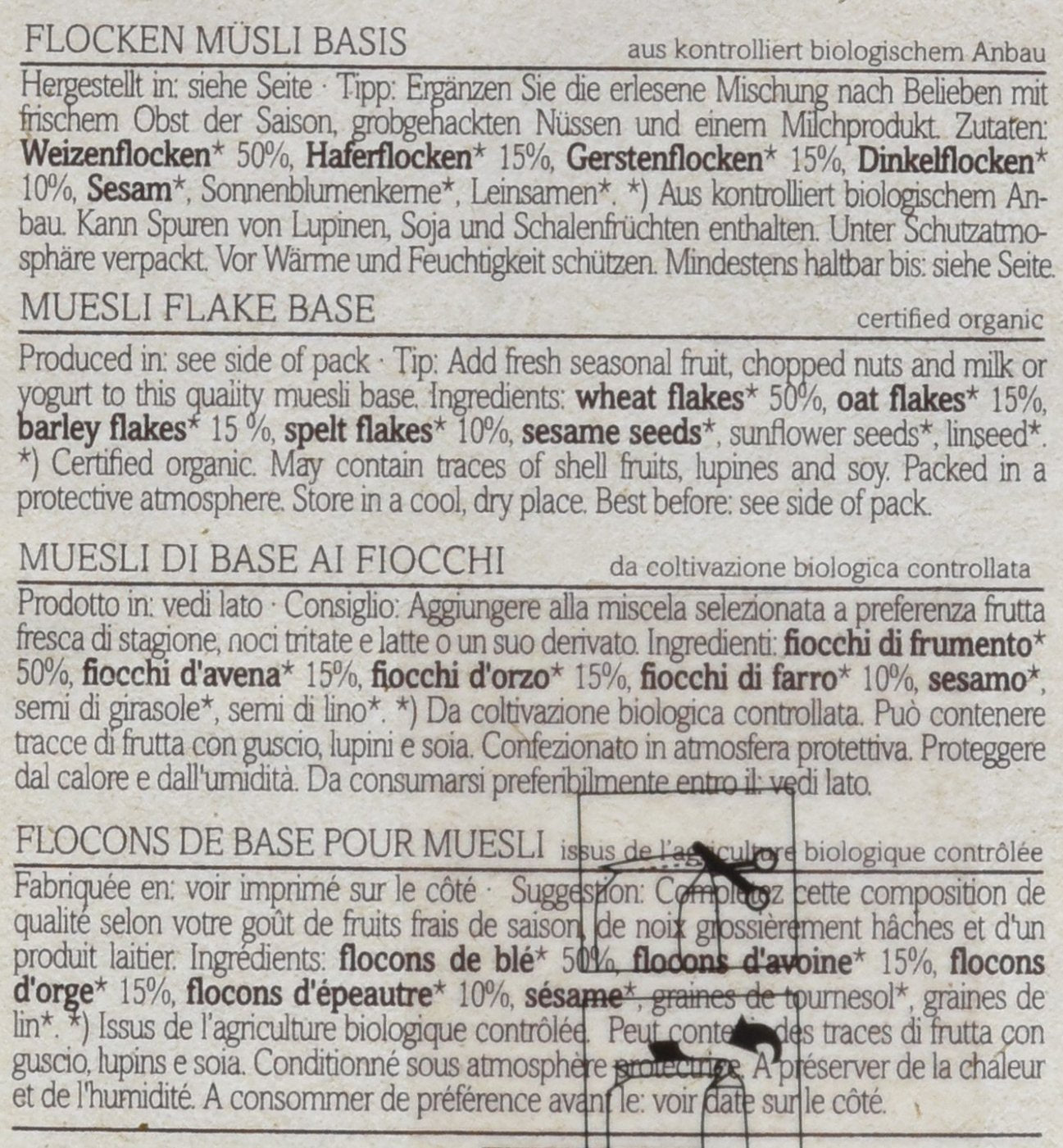 Verival Flocken Basis Müsli - Bio, 6Er Pack (6 X 1 Kg) Spannmål Naty Shop