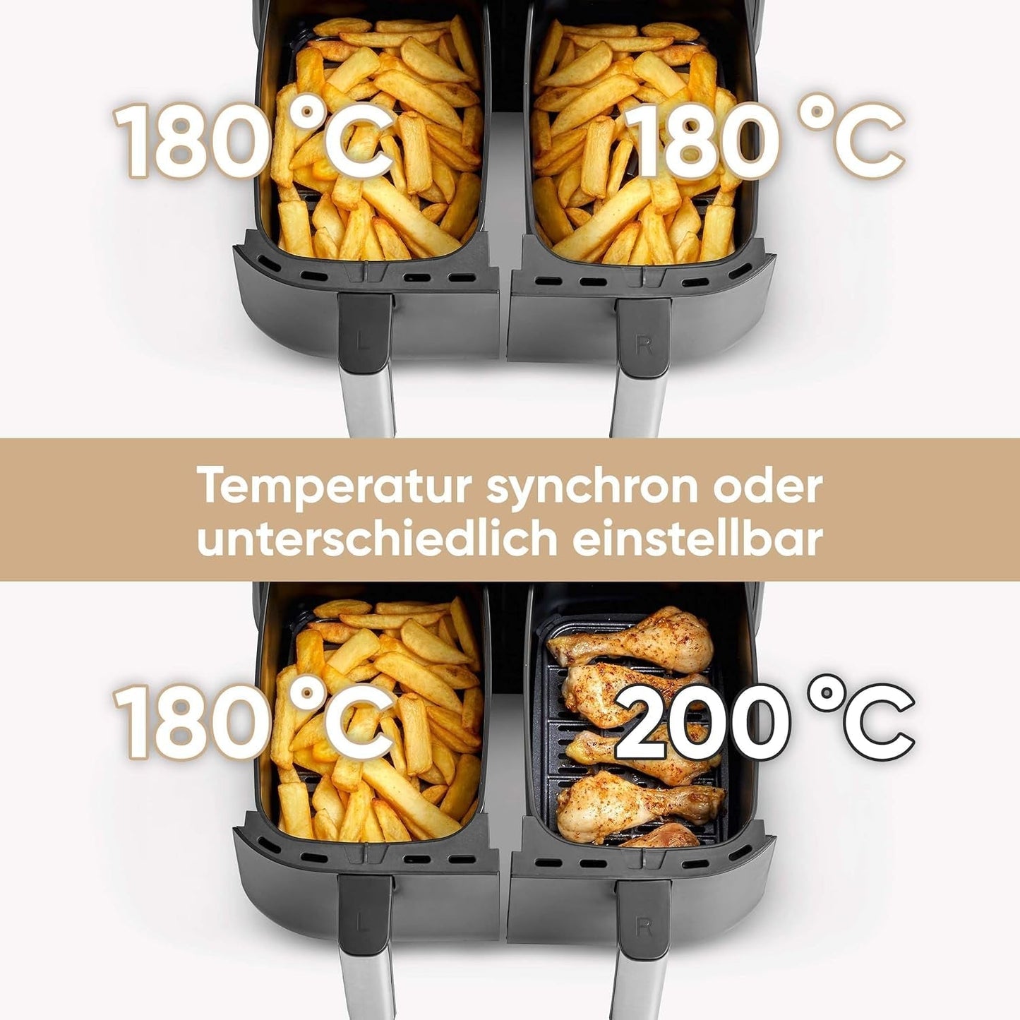 SEVERIN Dubbel varmluftsfritös med kokkammare 2 X 3,8 L, 8 automatiska program Vitvaror Naty Shop