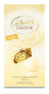 Lindt vita chokladbollar LINDOR | 137g påse | Ca. 10 vita chokladbollar med smält-i-mun-fyllning | Gåva av choklad | Choklad present
