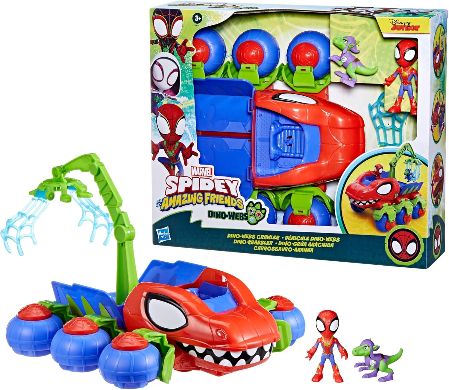 Marvel Spidey och hans supervänner Dino Crawler Superhjälte-lekset med Spidey och Dino-figurer och transportleksak för åldrarna 3 och uppåt Actionfigurer Naty Shop
