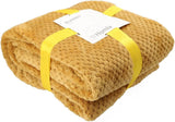 HOMLA Noah Mjuk dekorativ filt - mysig polyesterfiberfilt för hem fluffig filt för bäddsoffa - 150 X 200 cm riskornsmönster senapsfärg Sängar och filtar Besuche den HOMLA-Store