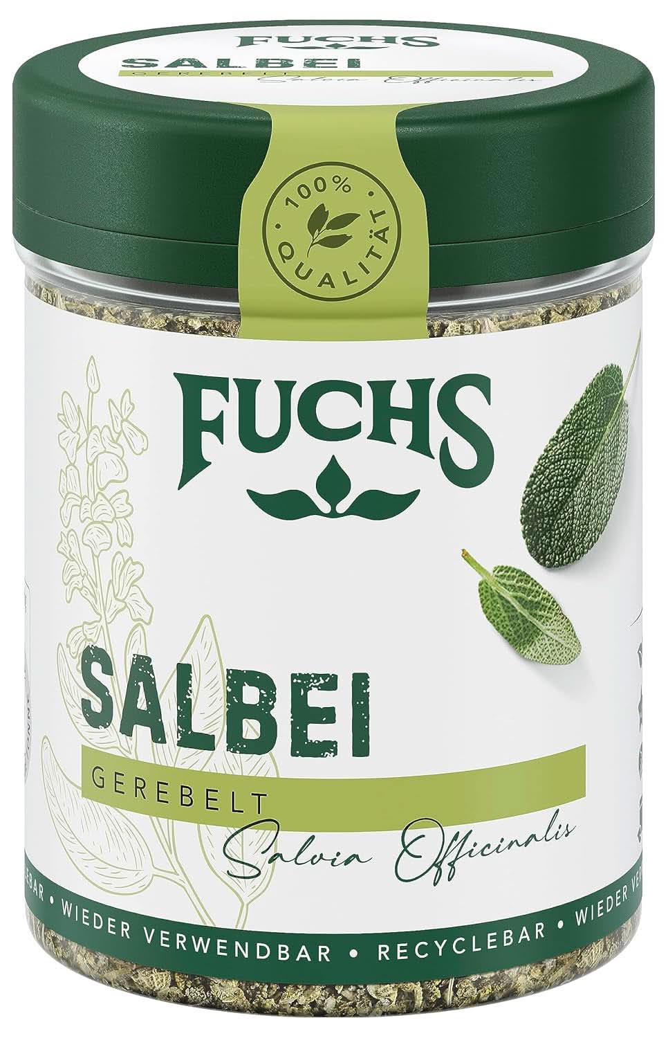 Fuchs, salvia, syrlig ton, delikat bitter för ravioli eller gnocchi, 14 gram kryddor Naty Shop
