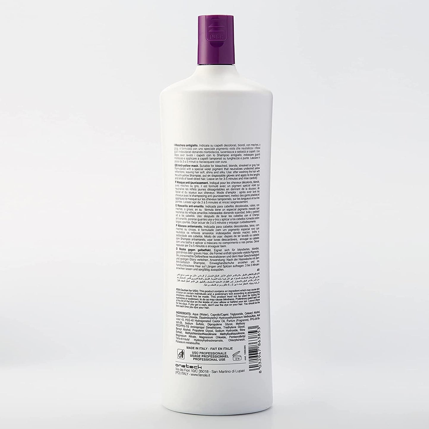 Fanola No Yellow Mask - vårdbehandling, 1 liter Naty Shop hårmask