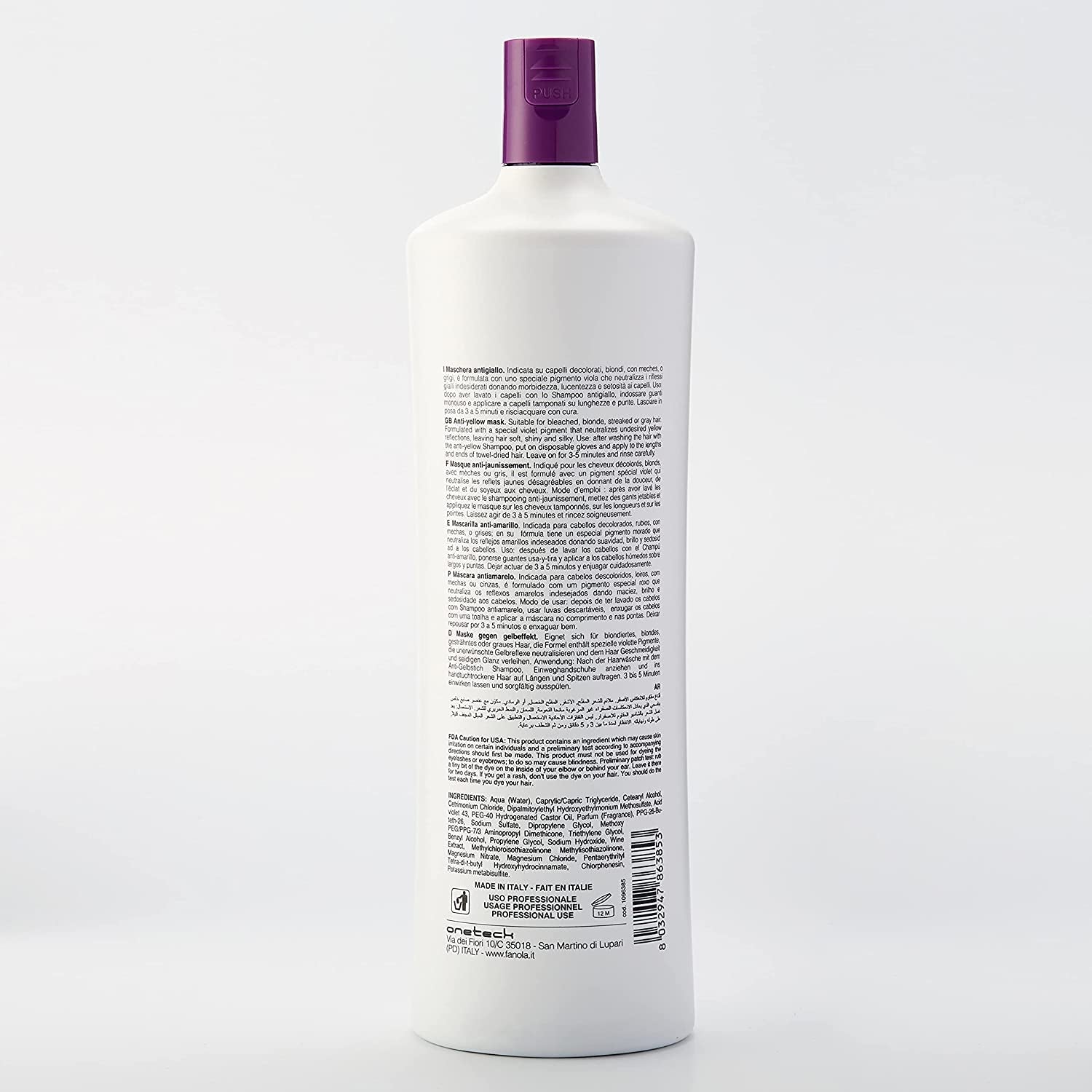 Fanola No Yellow Mask - vårdbehandling, 1 liter Naty Shop hårmask