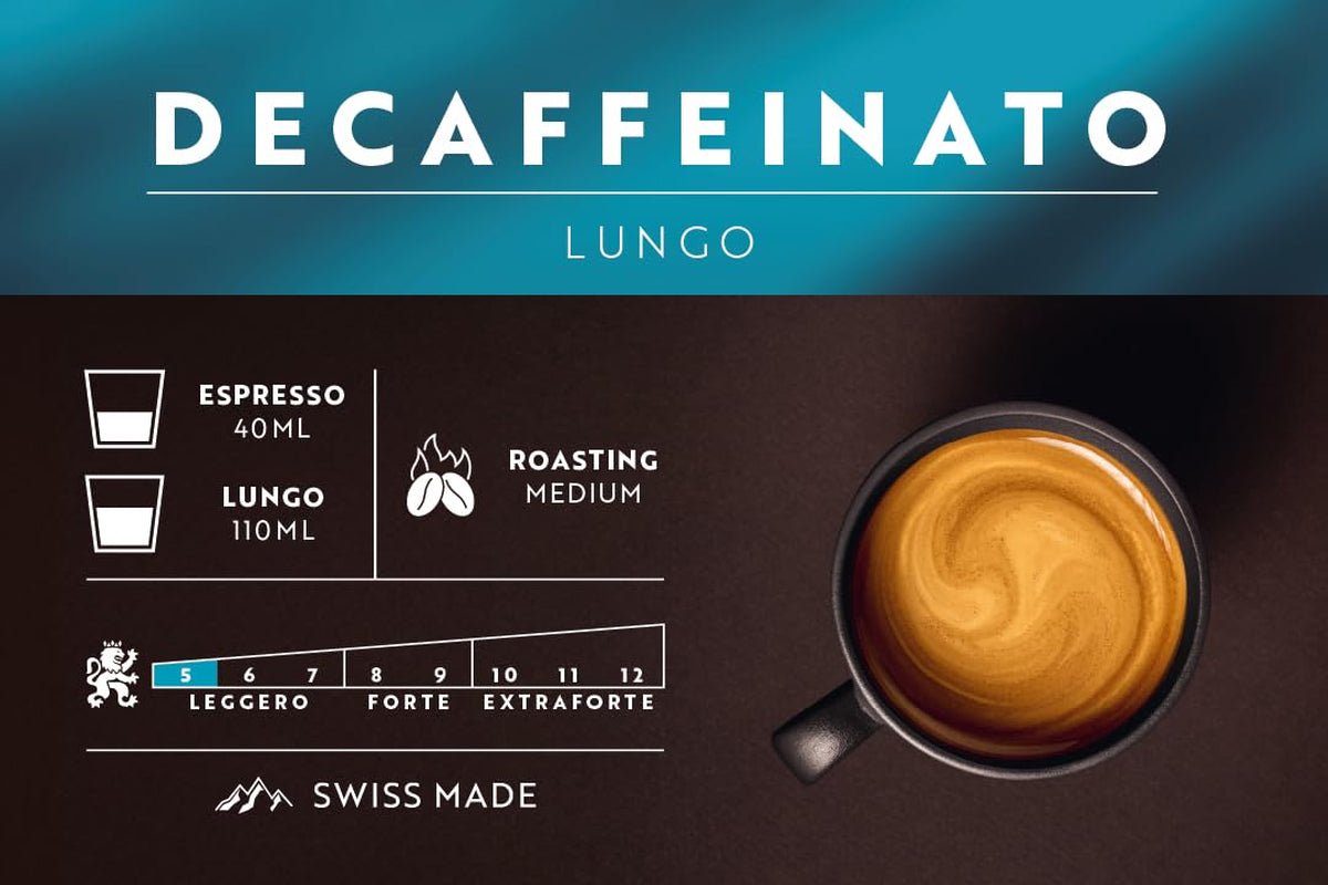 Café Royal Lungo Decaffeinato – Nespresso®-kompatibla kaffekapslar, 100 % Arabica, Intensität 5/12, Rainforest Alliance, koffeinfri, 100 kapslar