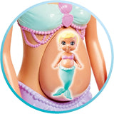 Simba 105733524 - Steffi Love Mermaid Family Gravid sjöjungfru Kevin Docka med spjälsäng 29 cm modedockor Lekdockor från 3 år och uppåt