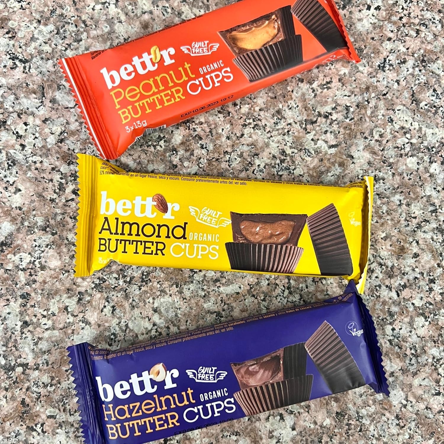 Bett'r Guilt-fria ekologiska hasselnötssmörblommor. 100% vegansk, glutenfri och laktosfri - 12 x 39 g