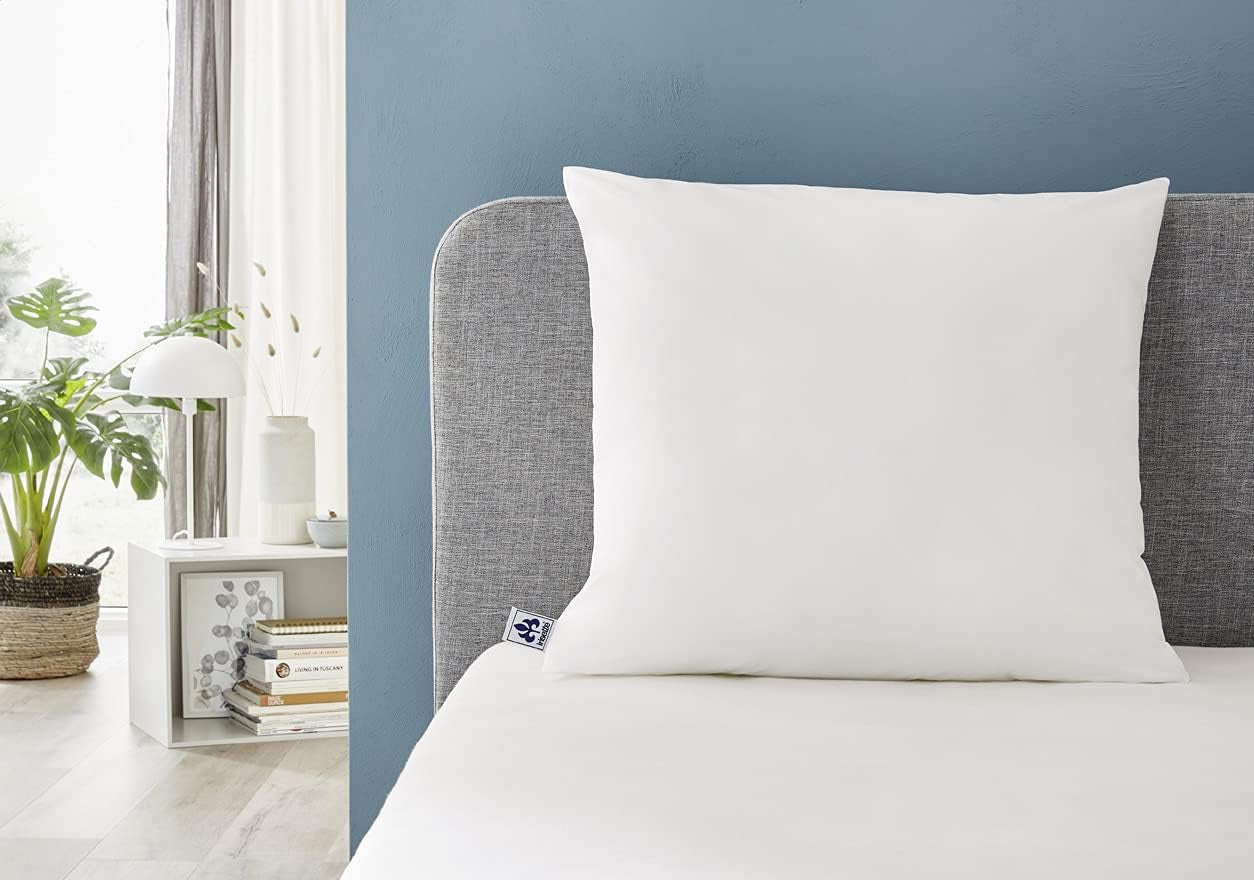Irisette Noblesse kudde - Tillverkad i Tyskland - Kudde med avtagbart överdrag av ren bomull, 80 X 80 cm, Oeko-Tex certifierade Naty Shop standardkuddar