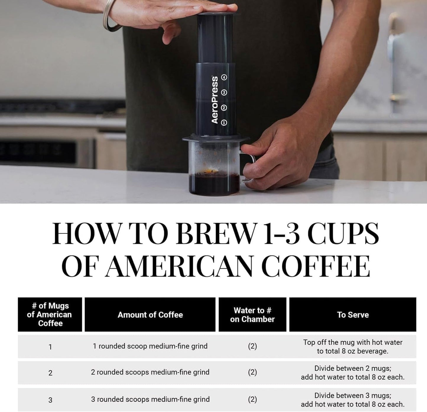 AeroPress original kaffe- och espressobryggare, bärbar kaffebryggare på baristanivå med kammare, kolv och filter, snabbkaffe- och espressobryggare
