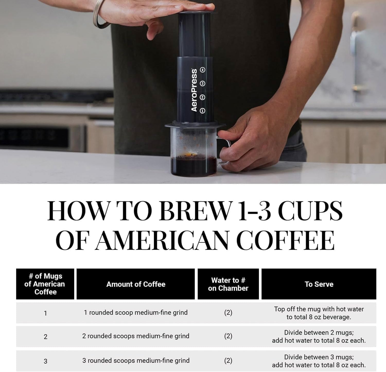 AeroPress original kaffe- och espressobryggare, bärbar kaffebryggare på baristanivå med kammare, kolv och filter, snabbkaffe- och espressobryggare
