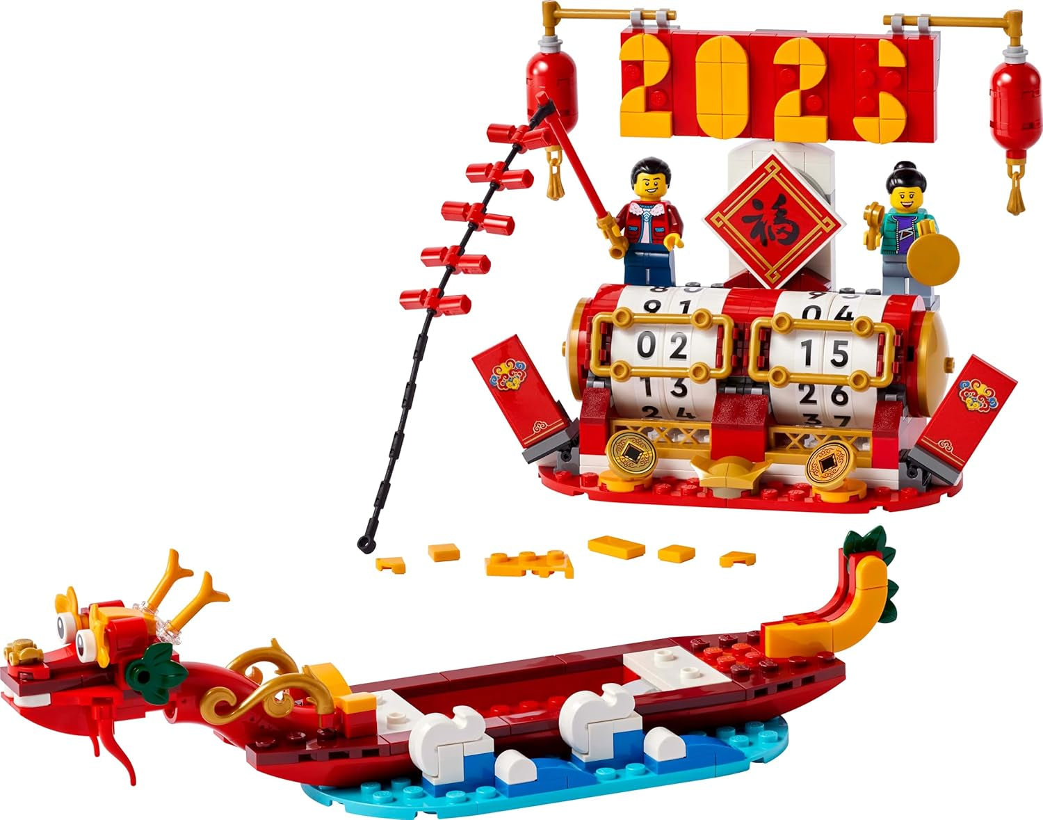 LEGO semesterkalender, kinesisk julklapp för pojkar och flickor, byggset för månnyår, låter barn leka fantasifullt, festleksak, dekoration för kinesiskt nyår 40678 Byggset Besuche den LEGO-Store