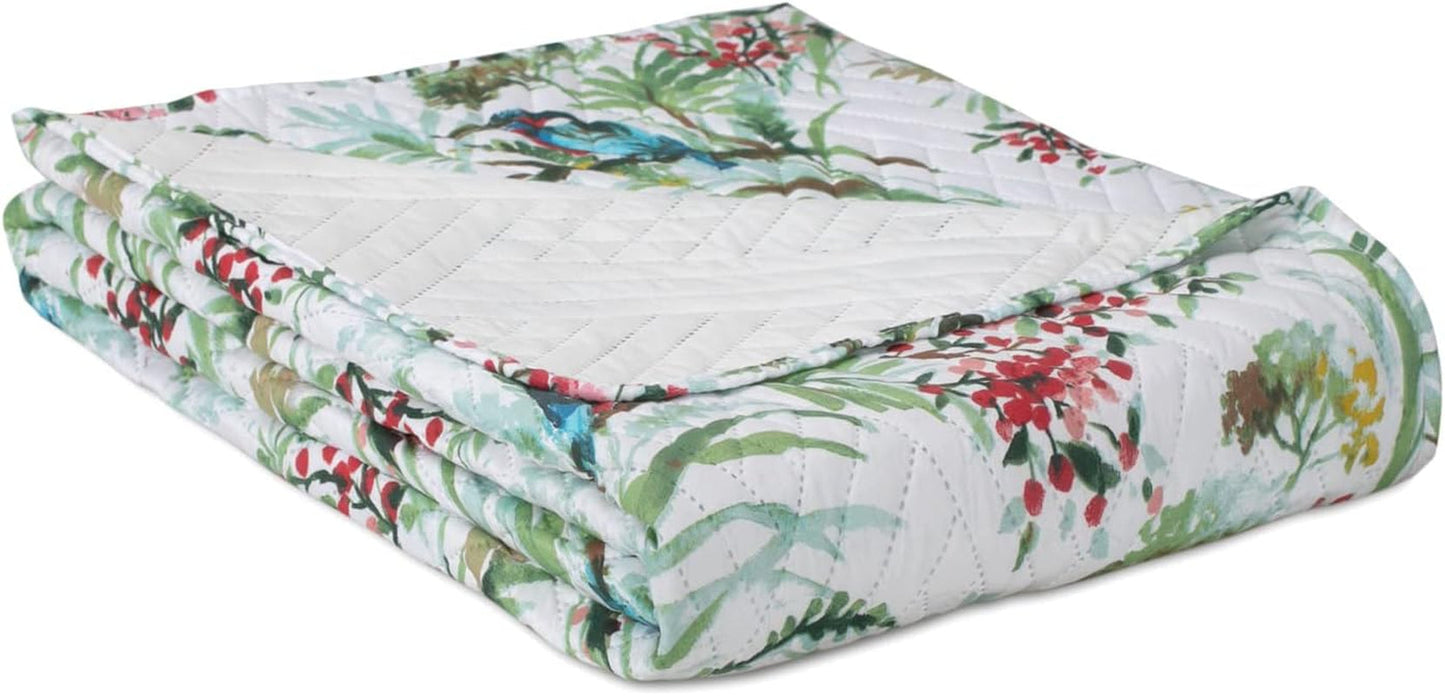 Ameliahome Överkast Överkast 260X280 Cm Dubbelsidig Lättskött Quiltväxtmönster Fågelmönster Flerfärgad Kingfisher Sängar och filtar Besuche den AmeliaHome-Store