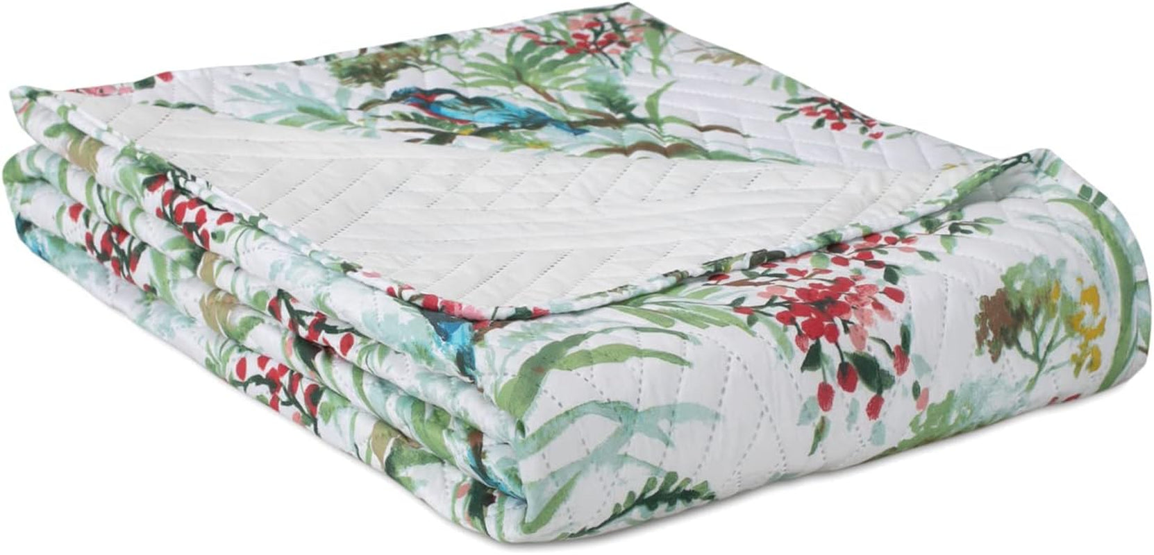 Ameliahome Överkast Överkast 260X280 Cm Dubbelsidig Lättskött Quiltväxtmönster Fågelmönster Flerfärgad Kingfisher Sängar och filtar Besuche den AmeliaHome-Store