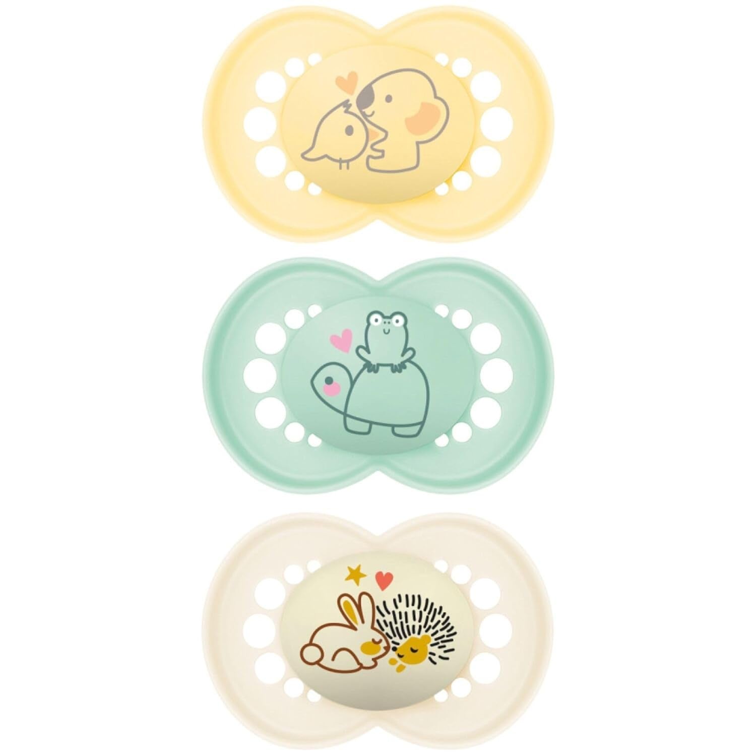 MAMMA | Original beige napp 18+ månader (paket med 3) slumpmässigt färgval - Ultramjuk silikon symmetrisk napp - Anatomiskt formad babynapp för optimal munutveckling