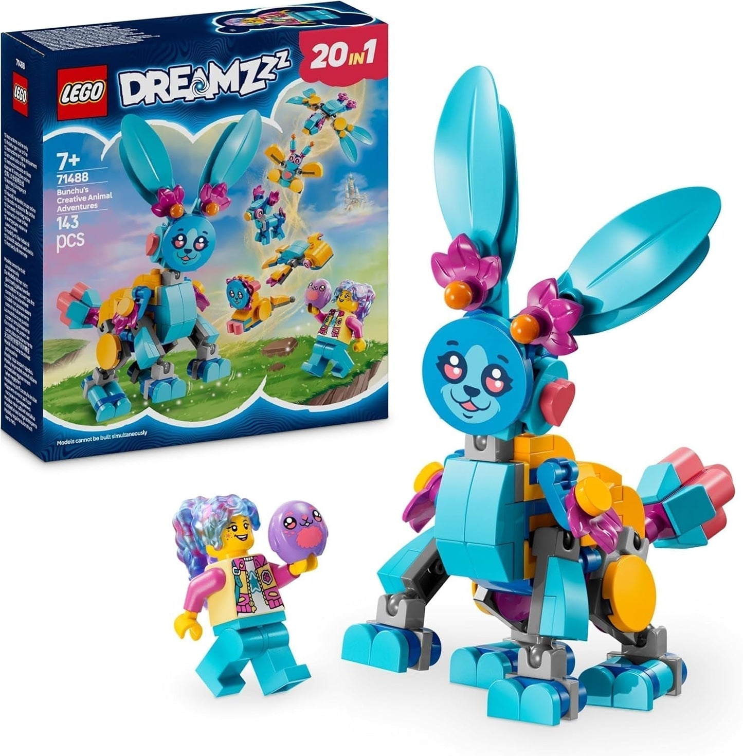 LEGO Dreamzzz Bunchus Creative Animal Adventures Barnleksakskanin 20-i-1 Fantasy-lekset med minifigur Izzie Present för flickor och pojkar 7 år 71488 Byggset Besuche den LEGO-Store Standardtitel