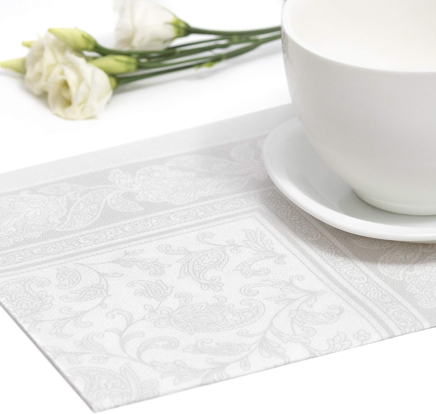 Papstar 11682 50 servetter "Royal Collection" 1/4-faldig 40 X 40 cm "Ornaments", vit