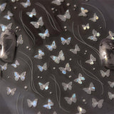 2 Blätter Schmetterling Nagelsticker Selbstklebend,Muschel Glitzer Nail Art Butterfly Nagelsticker Lila Grau Schmetterlinge Nagelaufkleber Relief Laser Butterflies Nagel Sticker Nageldesign Zubehör