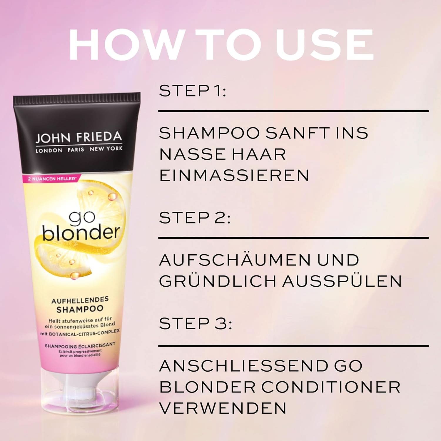 John Frieda Sheer Blonde Go Blonder Schampo, 250 ml dusch och bad Naty Shop