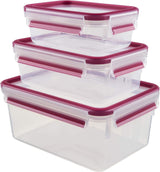 Emsa 515585 Matklipp & Stäng | 3 delar set | plast | transparent / grön | 0,55 / 1 / 2,2 liter Matförvaringslådor Naty Shop Hallon 0,55 L+1,00 L+ 2,20 L