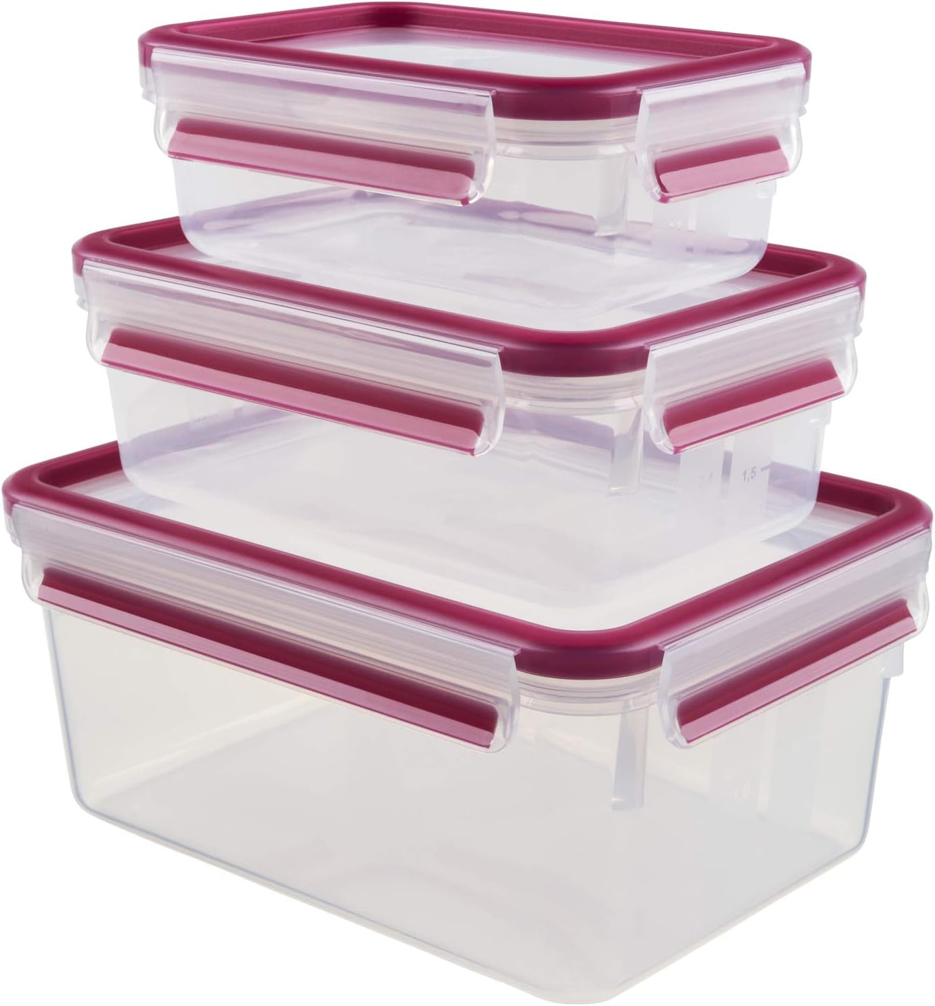 Emsa 515585 Matklipp & Stäng | 3 delar set | plast | transparent / grön | 0,55 / 1 / 2,2 liter Matförvaringslådor Naty Shop Hallon 0,55 L+1,00 L+ 2,20 L