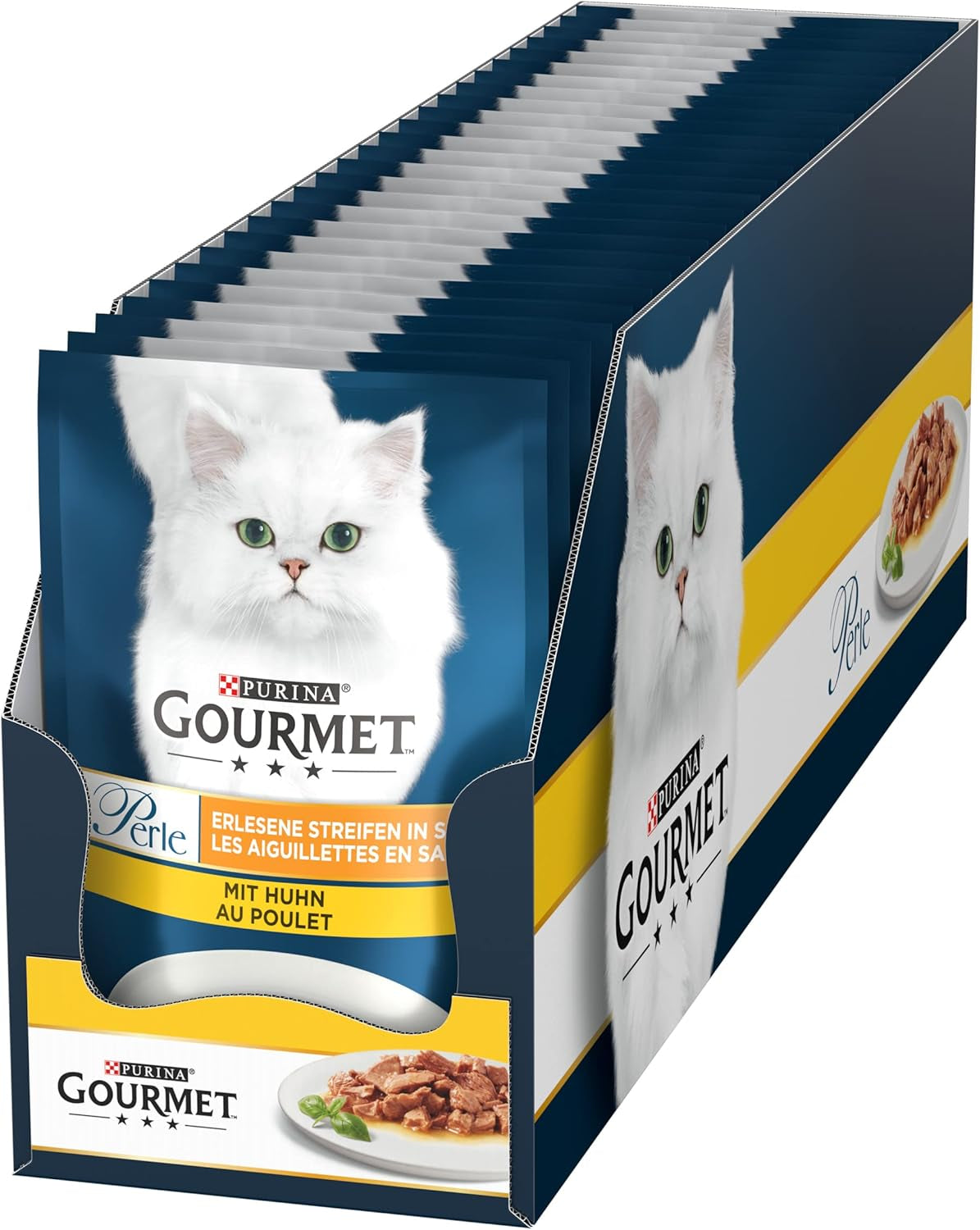 Gourmet Perle Select Strips våt kattmat med kyckling, förpackning om 26 (26 x 85 g)