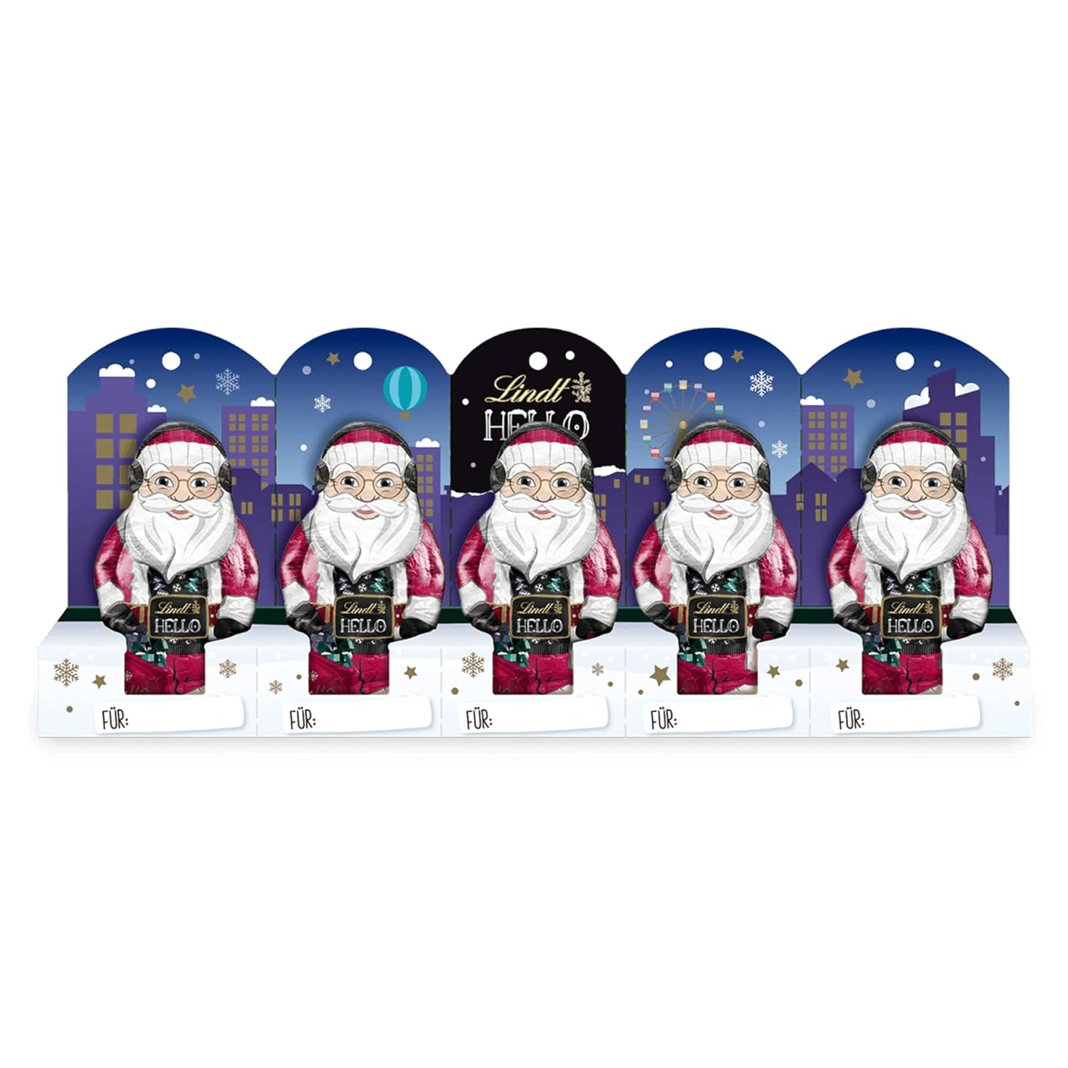 Lindt Choklad | HEJ Mini Tomte | 50g | 5 Mini Moși Moși (10g vardera) från fin mjölkchoklad | Julchokladfigurer för stora och små