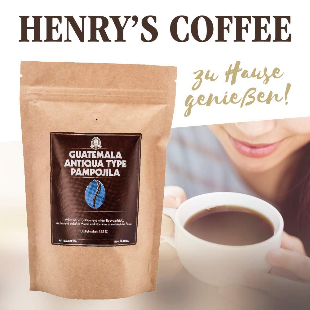 Henry's Kaffee - Guatemala Antiqua Type Pampojila 1000g - lebhafte Aroma - unaufdringliche Säure - erlesene Qualität - Handwerklich in Deutschland geröstet - Kaffeebohnen direkt vom Bauern