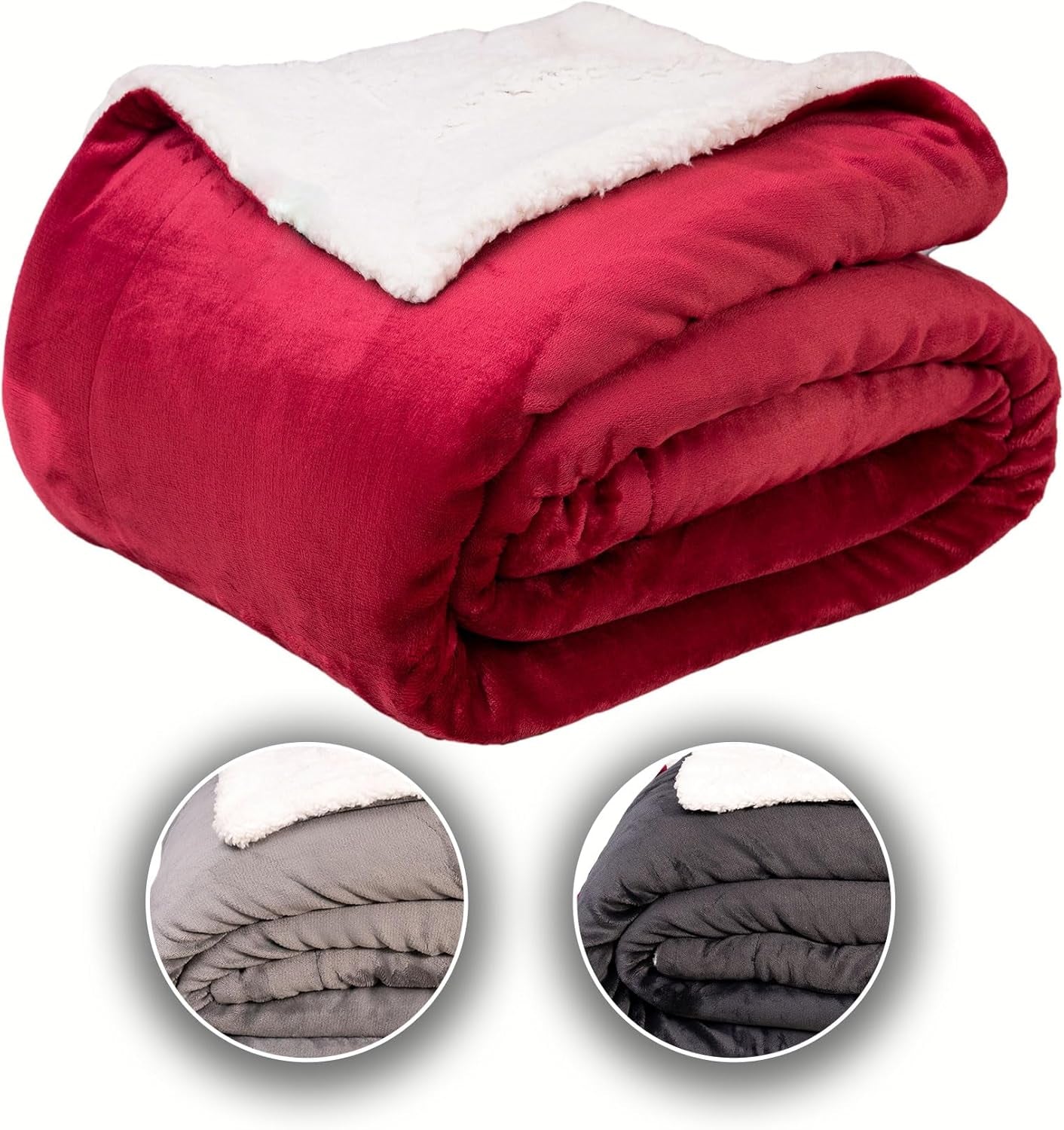 Komfortec mysfilt 150X200 Cm, Oeko-Tex certifierad fluffig fleecefilt, varm sherpafilt till soffan, tjock filt till soffan, vinröd Sängar och filtar Besuche den Komfortec-Store Burgundy 150 X 200 Cm