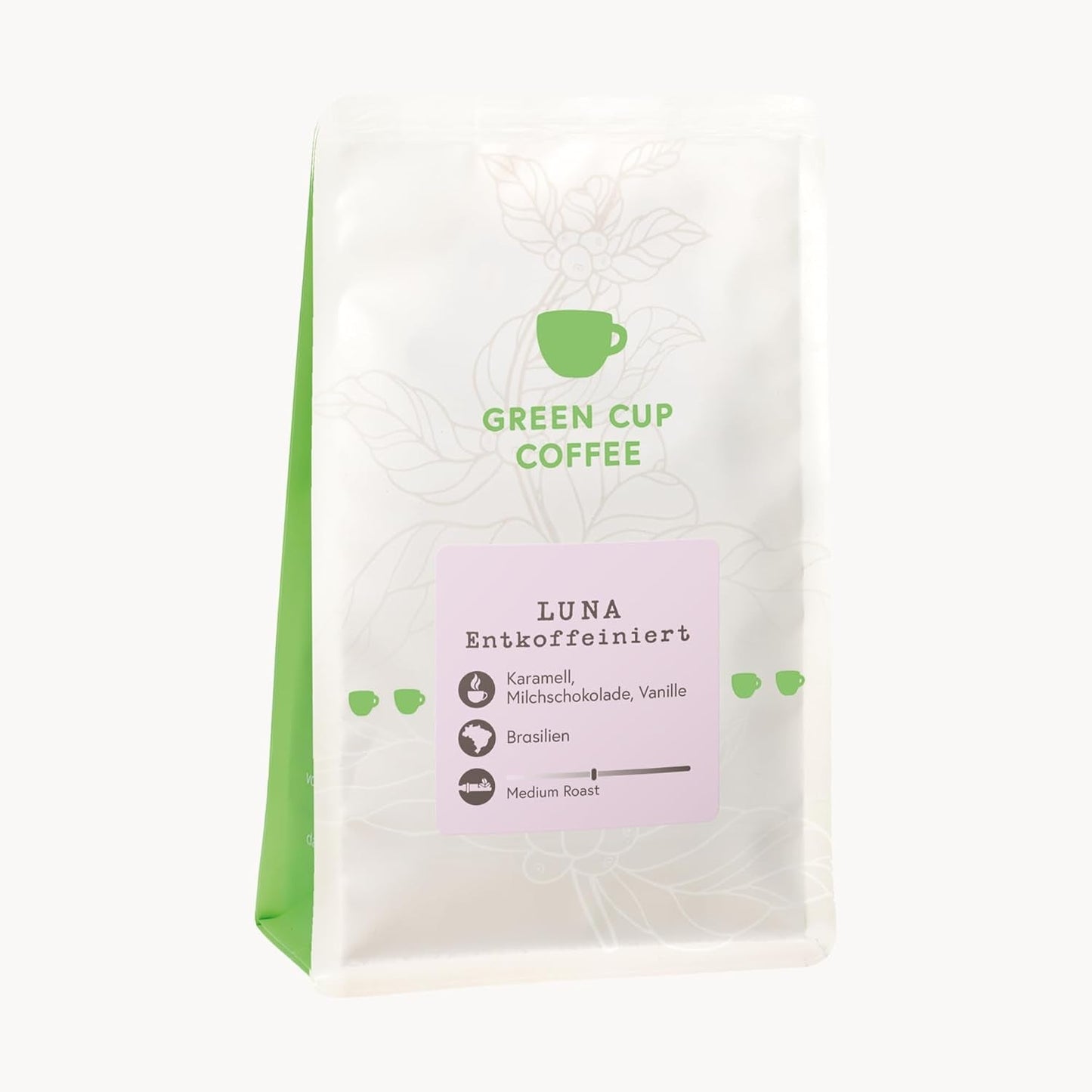 Kaffe - Luna I 100% Arabica - Koffeinfritt I Kaffebönor 250g I Idealisk för Moka vattenkokare, portafilter, automatisk kaffemaskin, bryggkaffe och fransk press med söt- och chokladsmak I Mellanrostad