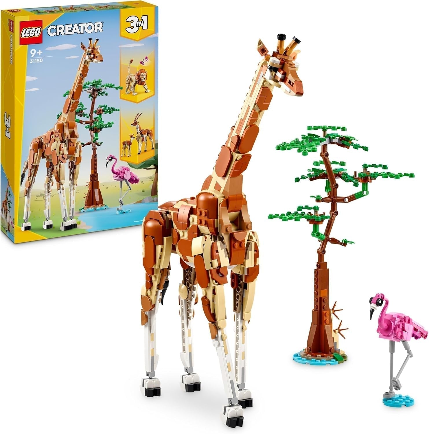 LEGO Creator 3In1 djursafari, kreativt set med djurfigurer, 3 byggalternativ: leksaksgiraff, gasell och lejon, leksaksdjur för flickor och pojkar, naturpresent för barn 9+ 31150 Byggset Beuche den LEGO-Store Single
