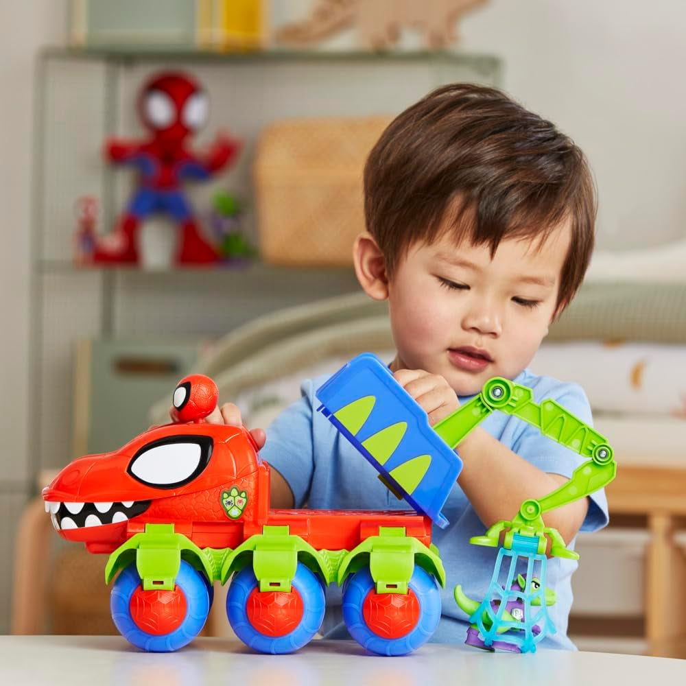 Marvel Spidey och hans supervänner Dino Crawler Superhjälte-lekset med Spidey och Dino-figurer och transportleksak för åldrarna 3 och uppåt Actionfigurer Naty Shop