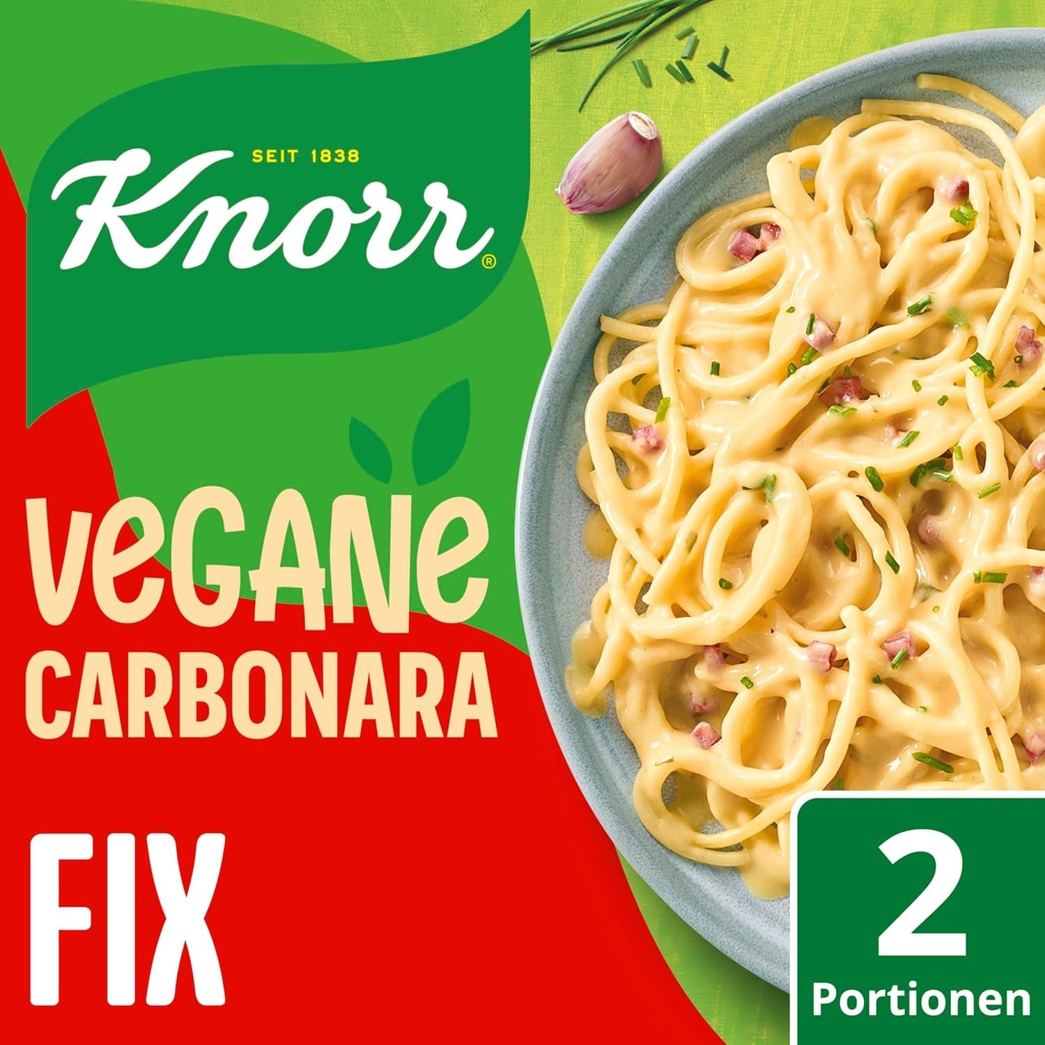Knorr Fix Vegan Carbonara für eine leckere vegane Pasta ohne geschmacksverstärkende Zusatzstoffe 2 Portionen