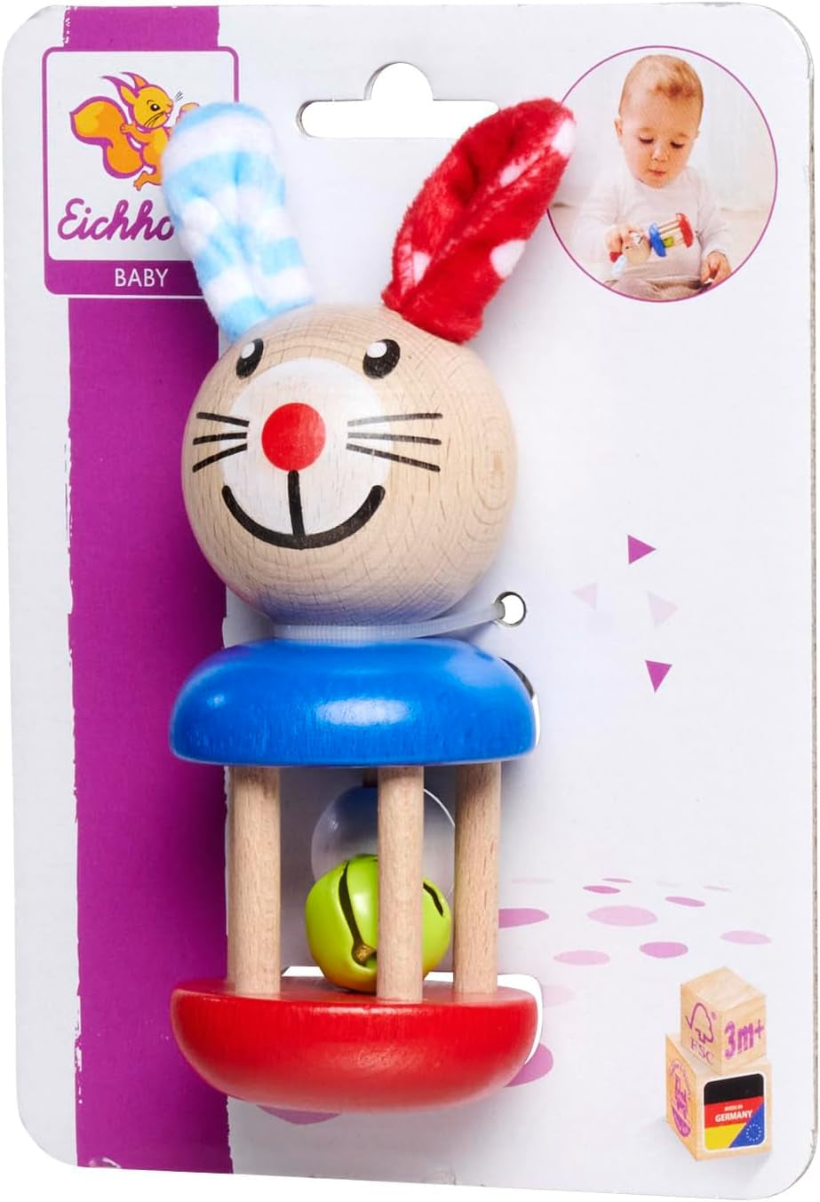 Eichhorn/Heros 100017013 - Skallra för barn, mönster - kanin Baby Toys Naty Shop