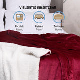 Komfortec mysfilt 150X200 Cm, Oeko-Tex certifierad fluffig fleecefilt, varm sherpafilt till soffan, tjock filt till soffan, vinröda sängar och filtar Besuche den Komfortec-Store