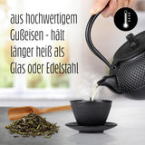 Lumaland 8 delar teservis | 1,4 liter Tetsubin gjutjärn tekanna | Gjutjärnsvärmare | 2 tekoppar och 2 fat | Japanskt teservis inklusive mätsked av bambu och infusionsanordning i rostfritt stål