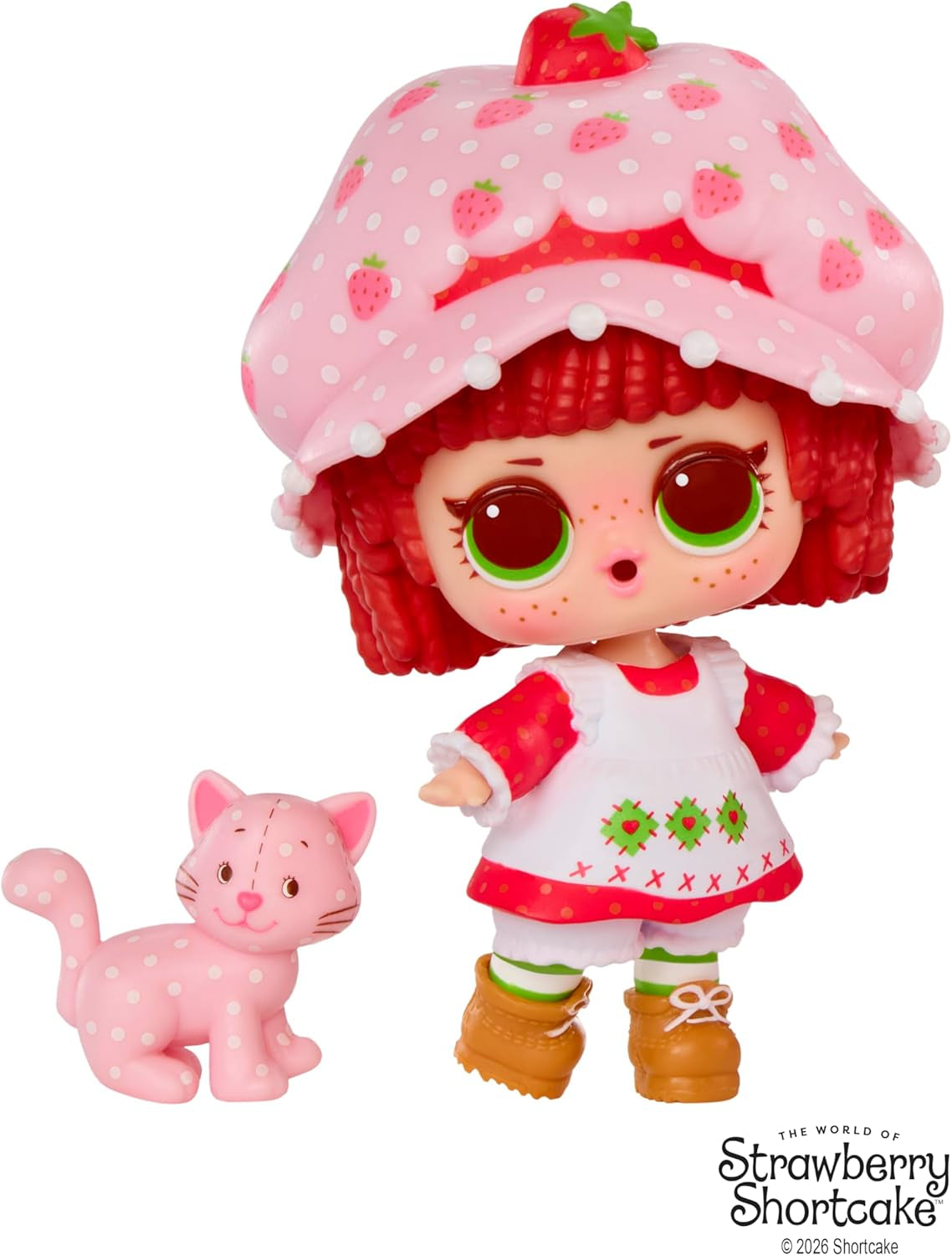 LOL Överraskning! Älskar Strawberry Shortcake Tots - Samlardoftande dockor med 7 överraskningar, husdjur, mode, skor, hatt, lekset med Strawberry Shortcake Convertible House, 4+